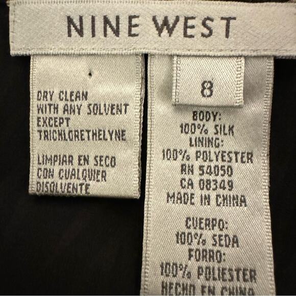 Nine West 100% silk black tan midi a-line skirt size 8
 b30 - Picture 2 of 3